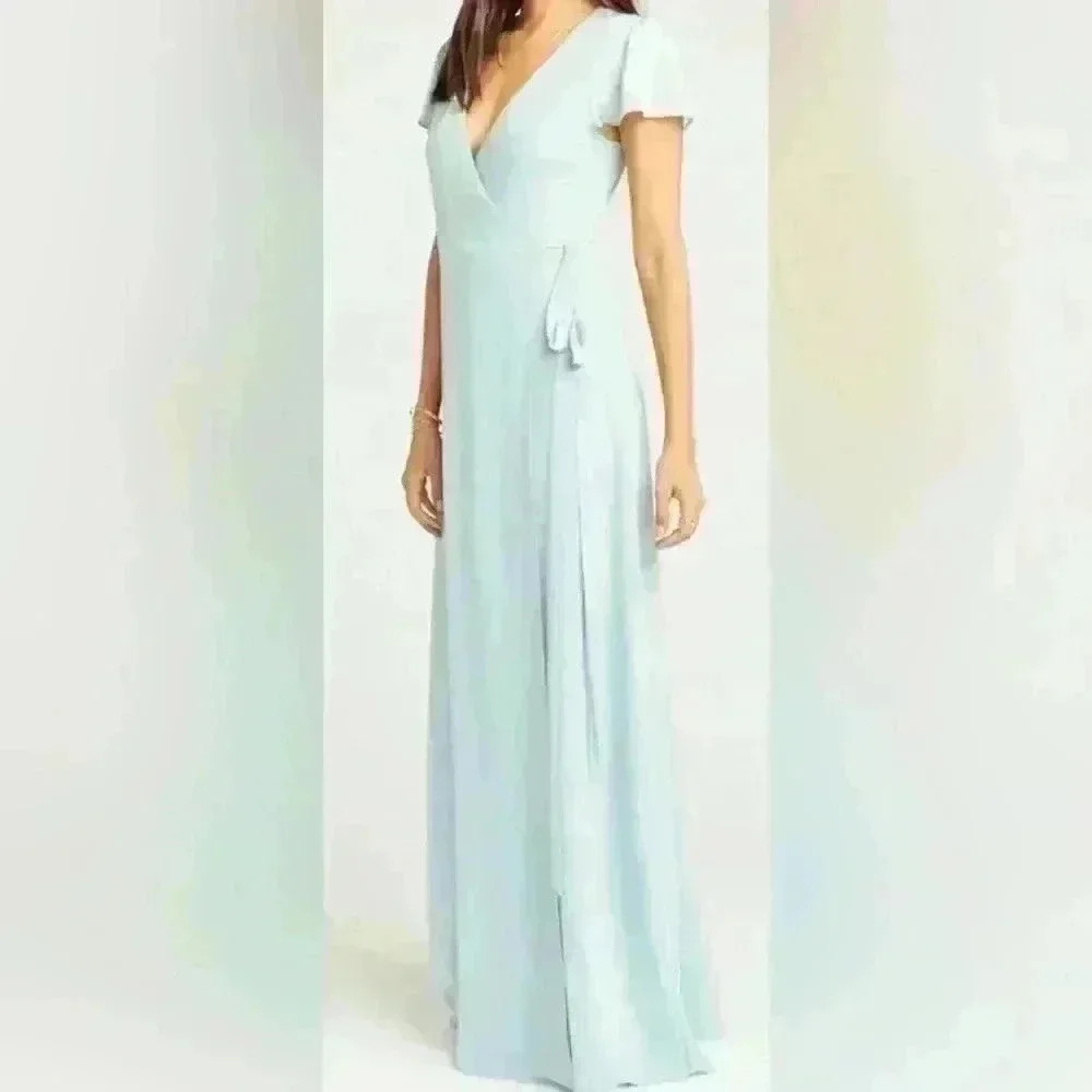 Show Me Your Mumu wrap dress, womens size small, light blue